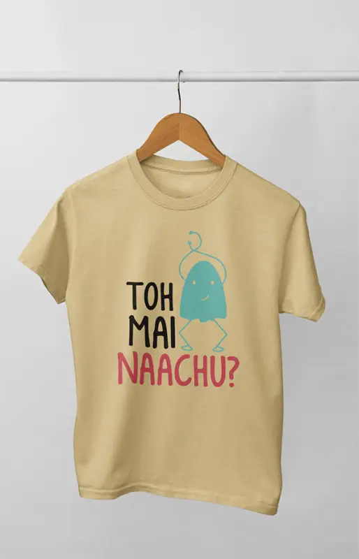 Men’s Half Sleeve Round Neck Tshirt Nachu Kya - S / Beige - Men’s T-shirt