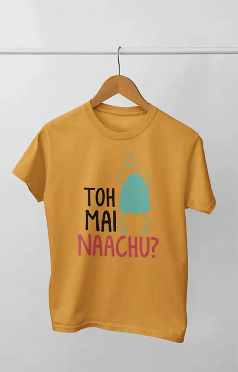 Men’s Half Sleeve Round Neck Tshirt Nachu Kya - S / Golden Yellow - Men’s T-shirt