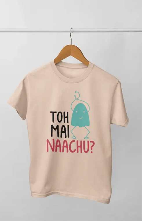 Men’s Half Sleeve Round Neck Tshirt Nachu Kya - S / Peach - Men’s T-shirt
