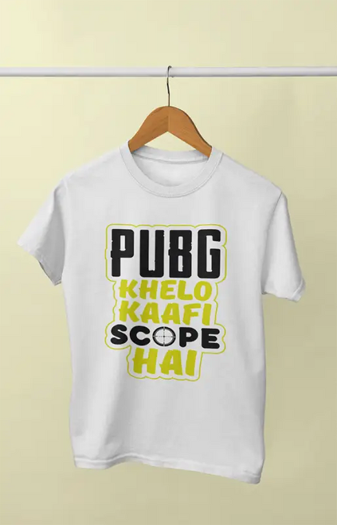 Men’s Half Sleeve Round Neck Tshirt PubG - S / White