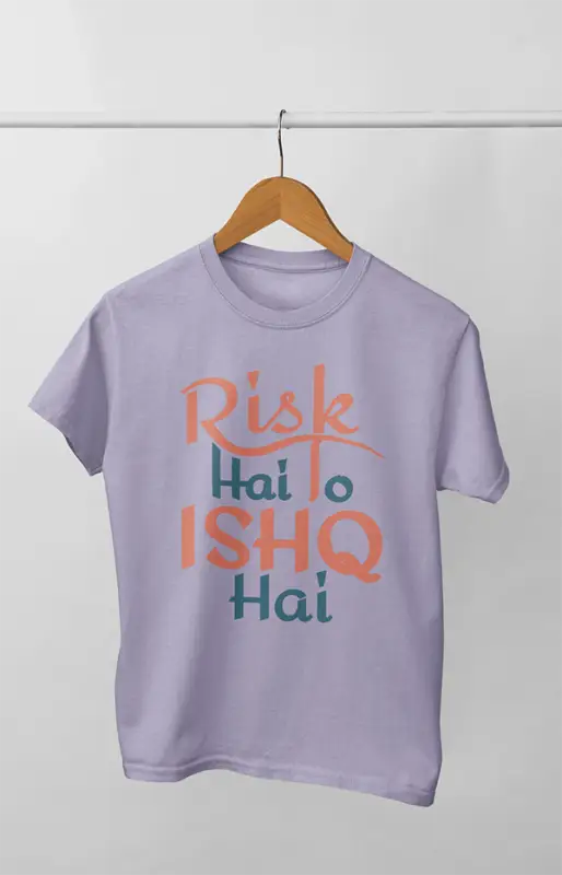 Men’s Half Sleeve Round Neck Tshirt Risk Hai - S / Lavender