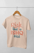 Men’s Half Sleeve Round Neck Tshirt Risk Hai - S / Peach