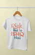 Men’s Half Sleeve Round Neck Tshirt Risk Hai - S / White