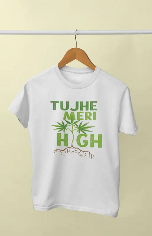 Men’s Half Sleeve Round Neck Tshirt Tujhe Meri - S / White