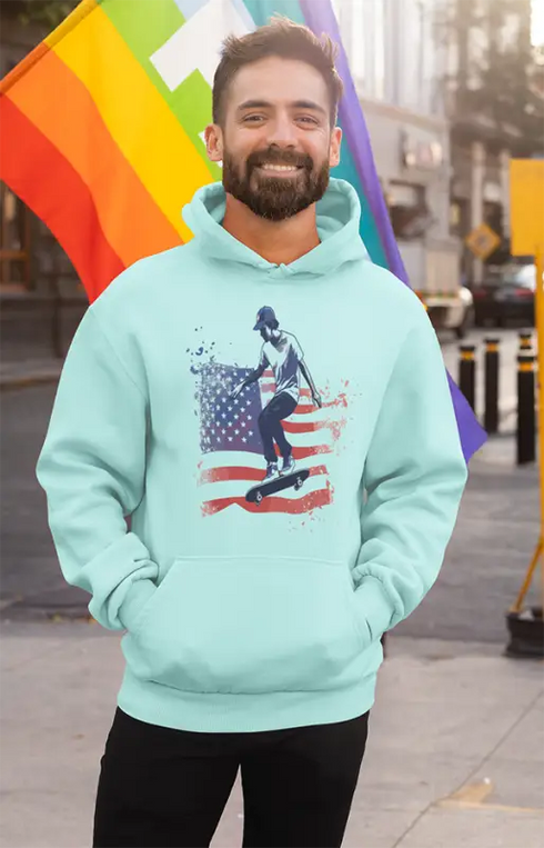 Mens Hooded SweatShirt American Scaters - Mint / XS