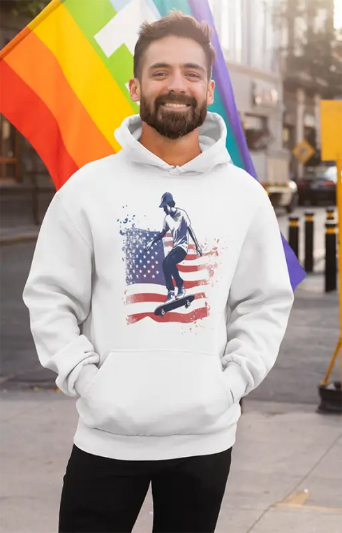 Mens Hooded SweatShirt American Scaters - White / XS