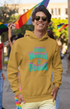 Mens Hooded SweatShirt Being Normal - Mustard Yellow / XS