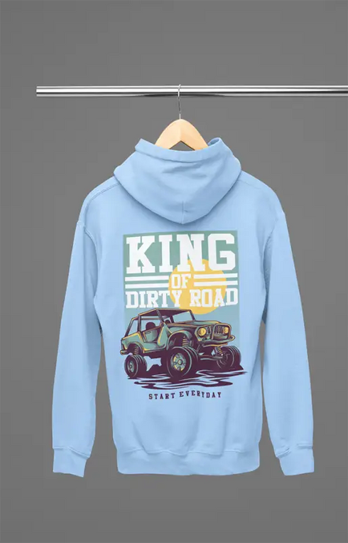 Mens Hooded SweatShirt Dirty Road - Baby Blue / XS