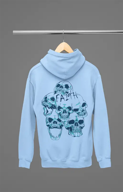 Mens Hooded SweatShirt Faith - Baby Blue / XS