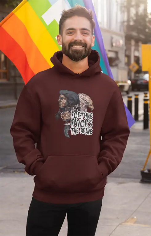 Mens Hooded SweatShirt Fortune - Maroon / XS