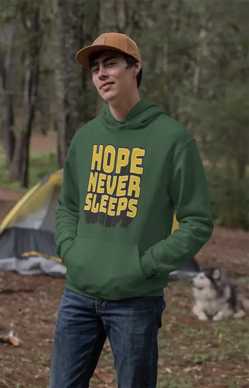 Mens Hooded SweatShirt Hope - Bottle Green / XS