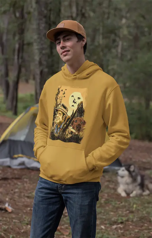 Mens Hooded SweatShirt Hunting Shine - Mustard Yellow / XS