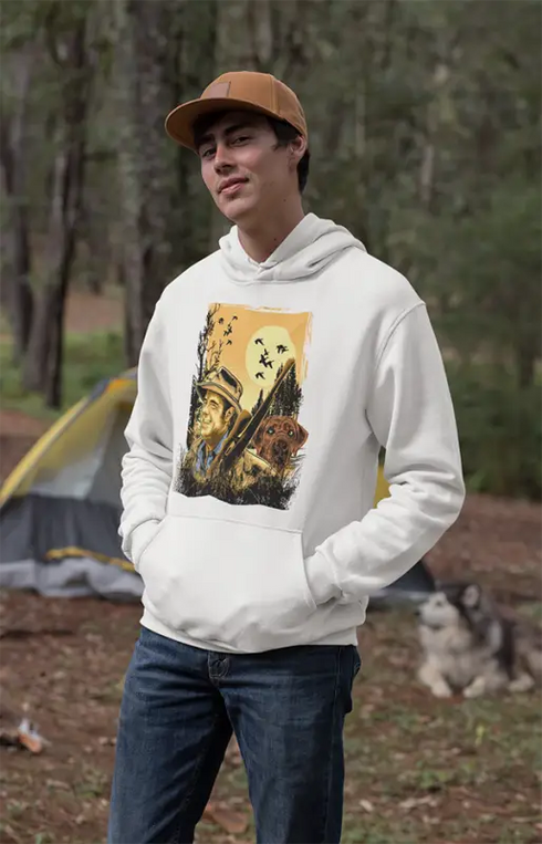Mens Hooded SweatShirt Hunting Shine - White / XS
