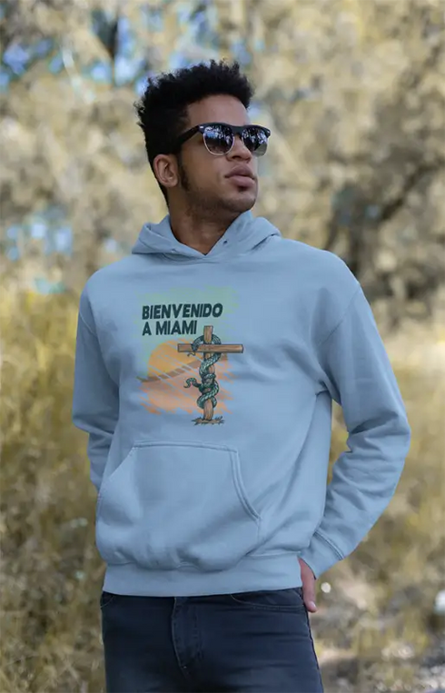 Mens Hooded SweatShirt Miami - Baby Blue / XS