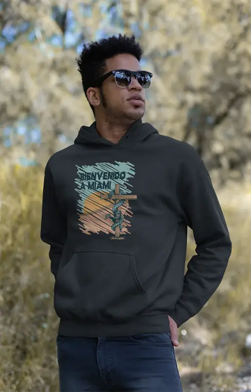 Mens Hooded SweatShirt Miami - Black / XS