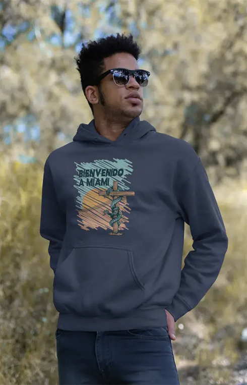 Mens Hooded SweatShirt Miami - Navy Blue / XS