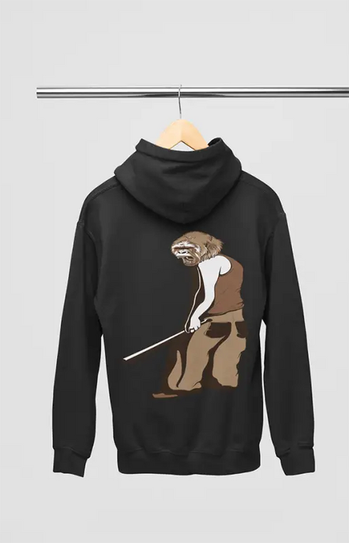Mens Hooded SweatShirt Monkey - Black / XS