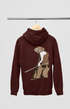 Mens Hooded SweatShirt Monkey - Maroon / XS