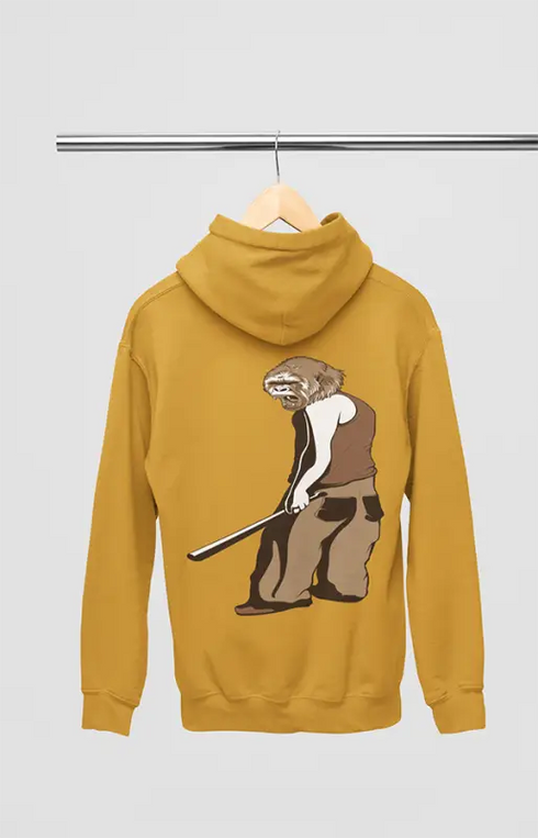 Mens Hooded SweatShirt Monkey - Mustard Yellow / XS