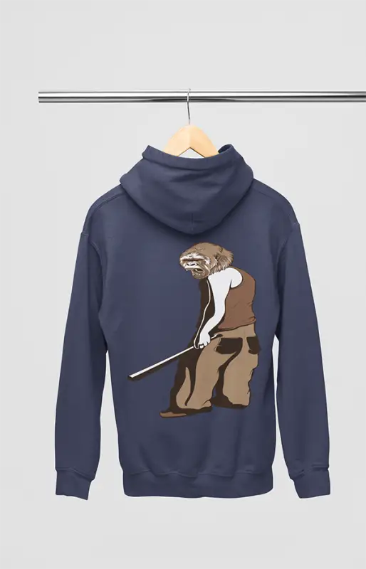 Mens Hooded SweatShirt Monkey - Navy Blue / XS