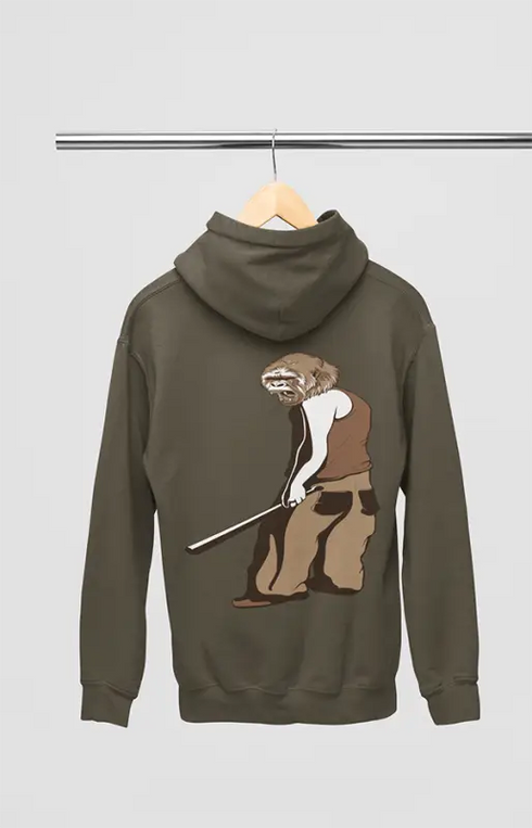 Mens Hooded SweatShirt Monkey - Olive Green / XS