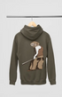 Mens Hooded SweatShirt Monkey - Olive Green / XS