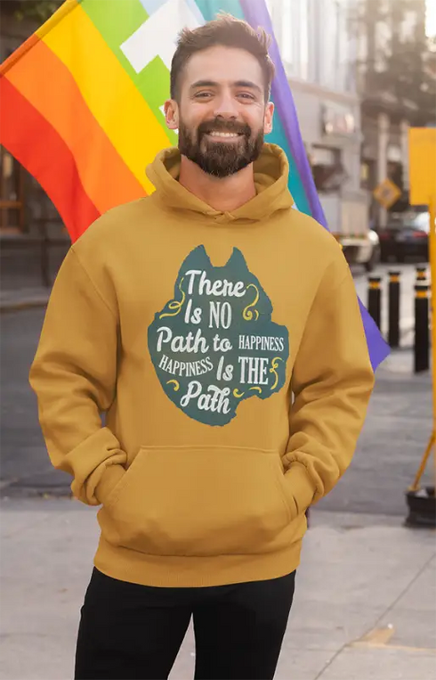 Mens Hooded SweatShirt No Path - Mustard Yellow / XS