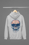 Mens Hooded SweatShirt Skull - Grey Melange / XS
