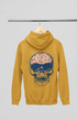 Mens Hooded SweatShirt Skull - Mustard Yellow / XS