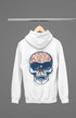 Mens Hooded SweatShirt Skull - White / XS