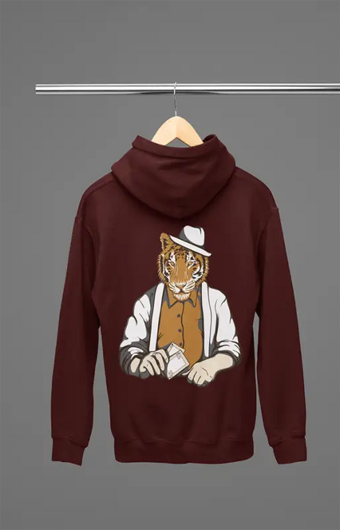 Mens Hooded SweatShirt Tiger - Maroon / XS