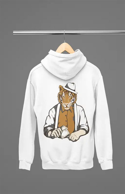 Mens Hooded SweatShirt Tiger - White / XS