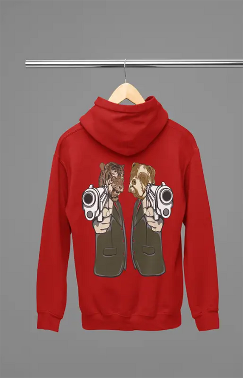 Mens Hooded SweatShirt Tiger Gun - Red / XS