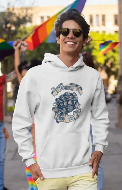 Mens Hooded SweatShirt Vintage - White / XS