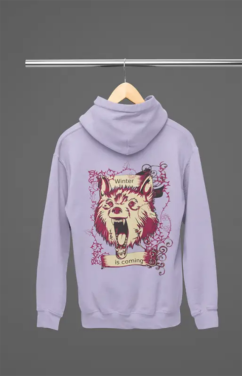 Mens Hooded SweatShirt Winter Coming - Lavender / XS