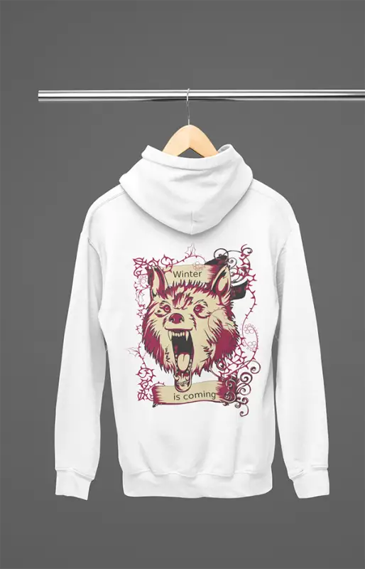 Mens Hooded SweatShirt Winter Coming - White / XS