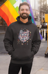 Mens Hooded SweatShirt Wolf Art - Black / XS