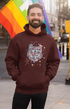 Mens Hooded SweatShirt Wolf Art - Maroon / XS