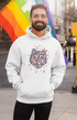 Mens Hooded SweatShirt Wolf Art - White / XS