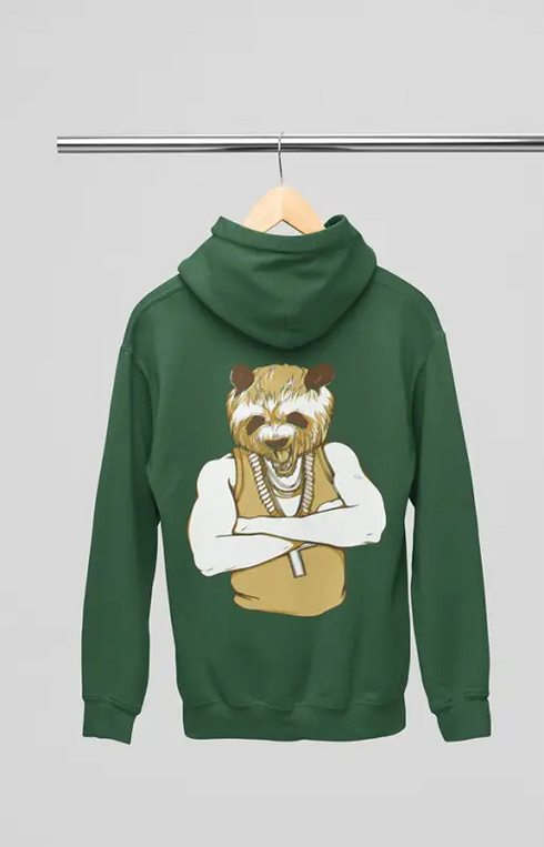 Mens Hooded SweatShirt Wolf Men - Bottle Green / XS