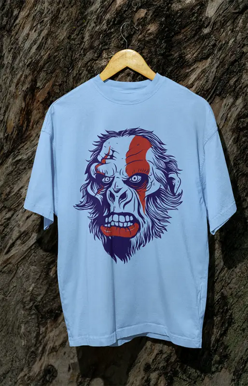 Mens Oversized Classic T-Shirt BigMonkey - Baby Blue / XS
