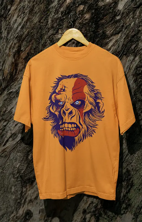 Mens Oversized Classic T-Shirt BigMonkey - Golden Yellow / XS