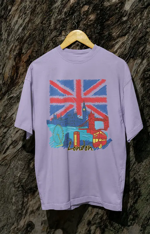 Mens Oversized Classic T-Shirt London - Lavender / XS