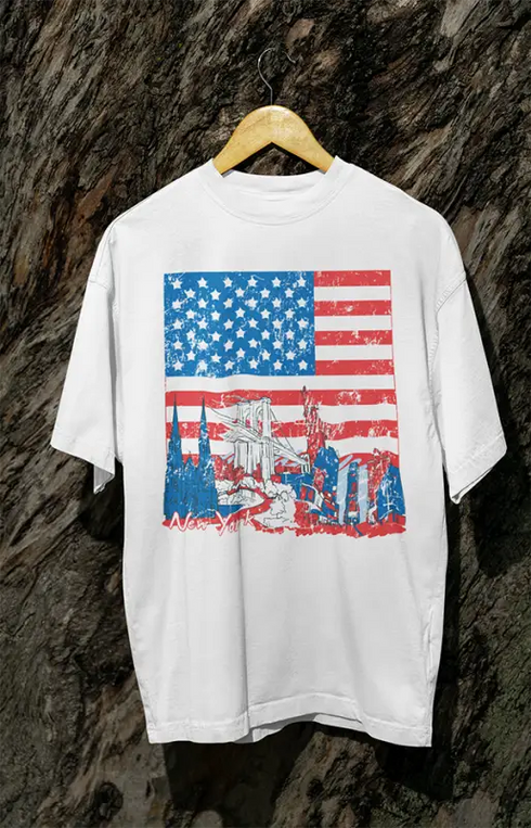 Mens Oversized Classic T-Shirt NewYork - White / XS