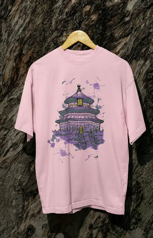 Mens Oversized Classic T-Shirt Pagoda - Light Baby Pink / XS