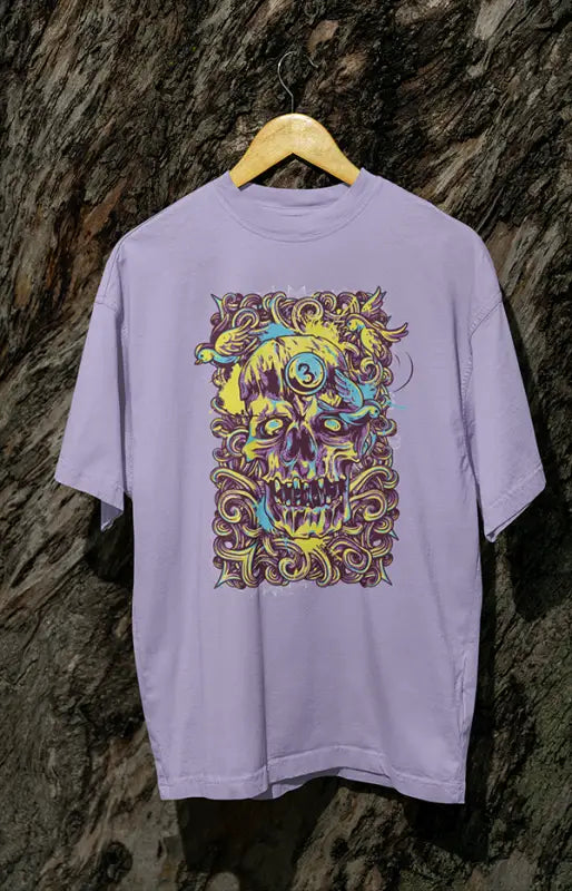 Mens Oversized Classic T-Shirt Skullbird - Lavender / XS