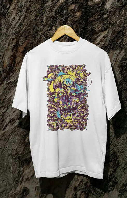 Mens Oversized Classic T-Shirt Skullbird - White / XS