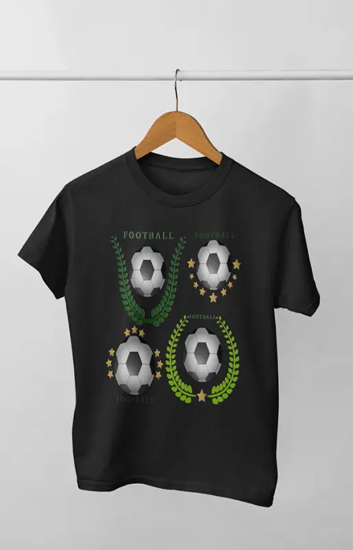 Men’s Round Neck Half Sleeve Game Football - S / Black