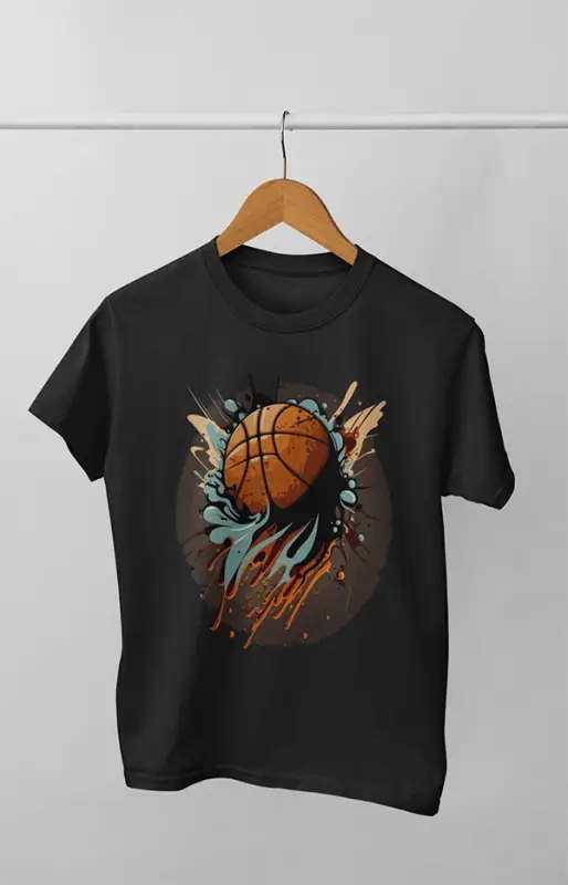 Men’s Round Neck Half Sleeve Splashing Ball - S / Black