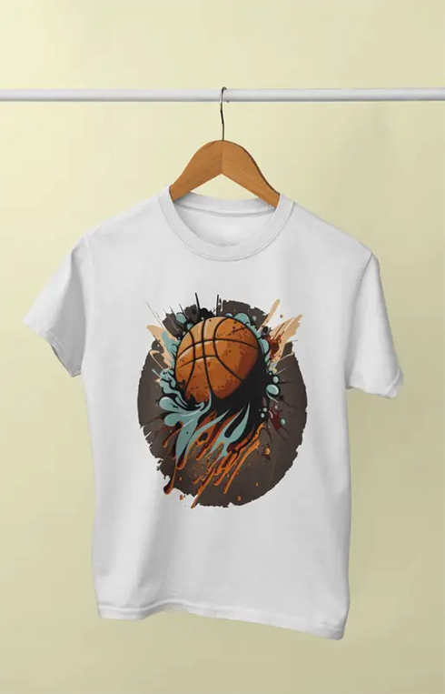 Men’s Round Neck Half Sleeve Splashing Ball - S / White